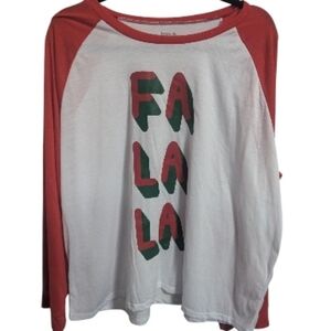 HOPE & WONDER Women's Shirt XXL Red White 'Fa La La'